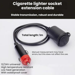Car Cigarette Lighter High-power Female Connector Extension Cable