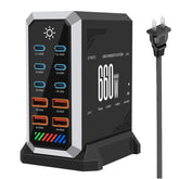 6 Type-C+4 USB Multi-Port 660W High Power Charger Gallium Nitride Desktop Charger, US Plug, UK Plug, EU Plug, AU Plug