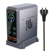 4 Type-C+2 USB Multi-Port 240W Dynamic Display Gallium Nitride Charger, AU Plug, US Plug, EU Plug, UK Plug