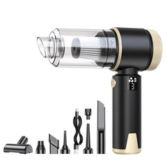 LT-150 Brushless Car Vacuum Cleaner With Power Level Digital Display 4 In 1 Handheld Vacuum Cleaner, Black Gold, Black Gold Steel Mesh