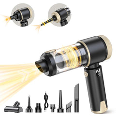 LT-150 Brushless Car Vacuum Cleaner With Power Level Digital Display 4 In 1 Handheld Vacuum Cleaner, Black Gold, Black Gold Steel Mesh