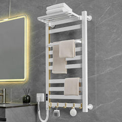 Smart Touchscreen Display Electric Heated Towel Rack Bathroom Drying Rack, Large Platinum Right Wiring, Large Platinum Left Wiring, Large White Right Wiring, Large White Left Wiring, Large Black Right Wiring