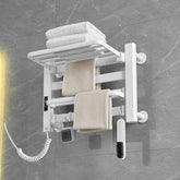 Smart Touchscreen Display Electric Heated Towel Rack Bathroom Drying Rack, Small White Left Wiring, Small Black Right Wiring, Small Black Left Wiring