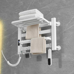 Smart Touchscreen Display Electric Heated Towel Rack Bathroom Drying Rack, Small White Left Wiring, Small Black Right Wiring, Small Black Left Wiring