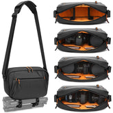 QISEMIAN XK110 Men Messenger Camera Bag Water-Resistant DSLR Photography Sling Bag With Removable Dividers & Tripod Mount