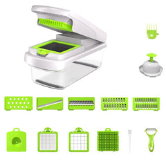 Multi-Function Vegetable Chopper Mandoline Slicer Upgrade Lock Design & Finger Guard, 15 In 1 Gray Green, 15 In 1 Black Cover, 15 In 1 White Cover, 15 In 1 White Green, 18 In 1 White Cover, 18 In 1 Black Cover