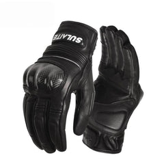 SULAITE Motorcycle Sheepskin Protective Breathable Full-Finger Gloves, For Summer, For Winter With Fleece Lining