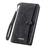 Baellerry C3258 Men Long Wallet Business Casual Snap Closure Money Clip Matte Finish Multi-Card Zipper Clutch