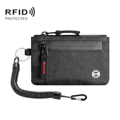 Anti-Theft Card Holder RFID-Protected Portable Key Coin Wallet Multifunctional Travel Document Case, Black With Red Zipper, Black, Black With hook, Black Red Zipper With Hook, Black With Lanyard, Black Red Zipper With Lanyard, Large Black With Red Zipp...