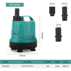 Submersible Aquarium Pump with Bottom Suction for Waste Removal, Water Change and Bottom Filtration, EB-A300 5w, EB-A600 8w, EB-A800 18w, EB-A1000 25w, EB-A1500 40w, EB-A2500 60w, EB-A4000 90w