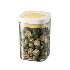 Press Vacuum Food Storage Jar Kitchen Canister For Coffee Beans & Grains, 380ml White Yellow, 1100ml White Yellow, 1800ml White Yellow, 380ml White Blue, 1100ml White Blue, 1800ml White Blue