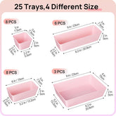 Drawer Organizer Boxes Stationery Cosmetics Miscellaneous Storage Sorting Combo Sets, 25pcs /Set