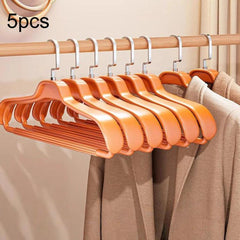 5pcs Household Wide-Shoulder Non-Mark Anti-Bump Hanger Non-Slip Coat Hanger, Man White, Man Orange, Man Grey, Woman White, Woman Pink, Woman Grey