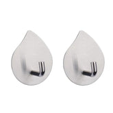 2pcs /Pack Stainless Steel Teardrop Adhesive Hook No-Drill Wall Hanger for Bathroom, Kitchen, and Wardrobe, J Shape Silver, J Shape Black, Oblique Silver, Oblique Black, NO.12 Silver, NO.12 Black
