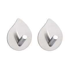 2pcs /Pack Stainless Steel Teardrop Adhesive Hook No-Drill Wall Hanger for Bathroom, Kitchen, and Wardrobe, J Shape Silver, J Shape Black, Oblique Silver, Oblique Black, NO.12 Silver, NO.12 Black