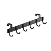 Over-the-Door Stainless Steel Hook Rack No Drill Multi-Hooks for Cabinet/Closet Door, Single Black, Single White, Double Black, Double White
