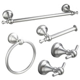 5-in-1 Bathroom Set Aluminum Towel Bar, Towel Ring, Toilet Paper Holder, Robe Hook, Modern Wall-Mounted Hardware Suite