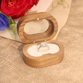 Solid Walnut Wood Jewelry Storage Box With Oval Acrylic Window For Engagement Rings, Earrings, And Accessories, Single-Slot Beige, Single-Slot Black, Single-Slot Brown, Single-Slot Coffee, Double-Slot Beige, Double-Slot Black, Double-Slot Brown