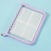 A5 Clear Sparkly PVC Multi-Function Zipper Pouch with 25 Loose-Leaf Four-Compartment Pages for Jewelry, Money, Photo Storage