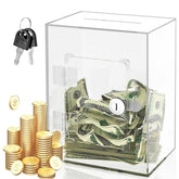 Acrylic Banknote Coin Piggy Bank With Lock