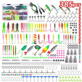 Lure Set Multi-jointed Minnow Artificial Lure Crankbait Hook Fishing Tackle Tools, 385pcs /Box