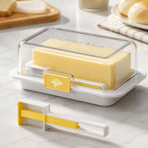 Easy Butter Cutter & Keeper with Lid Includes Convenient Measuring Spoon for Perfect Slices & Portions