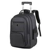 Large Capacity Wheeled Backpack for Men Carry-On Trolley Laptop Backpack with Hidden Shoulder Straps