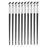 10pcs Angled Ultra-Fine Eyeliner Brush Aegyo-Sal Detail Makeup Brush, Sickle Black, Sickle Brown, Blade