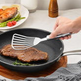 LsCook Household Stainless Steel Steak Fish Spatula Multi-Functional Slanted Strainer Spatula, 32.5 x 8cm