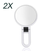 12cm Double Sided Magnifying Makeup Mirror with Handle Folding Pedestal Mirror Portable Travel Vanity Mirror, 2X, 5X, 10X, 15X