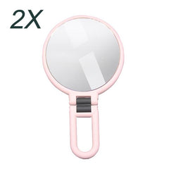 12cm Double Sided Magnifying Makeup Mirror with Handle Folding Pedestal Mirror Portable Travel Vanity Mirror, 2X, 5X, 10X, 15X