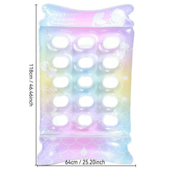 Inflatable Thickened Floating Bed Water Air Lounger, Cool Floral Holes, Colorful Fruit Fun Holes, Mermaid Kids Size, Pink Butterfly Kids Size, Blue Bow Kids Size, Mermaid Adult Size, Pink Butterfly Adult Size, Blue Bow Adult Size
