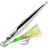 PROBEROS LF169 Vertical Jigging Lure with Double Assist Hooks Saltwater Metal Jig with Feathers Shining Mackerel Sinking Bait, 180g, 200g, 230g, 250g, 300g