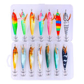 Luminous Wood Shrimp Squid Jig Fluorescent Octopus Saltwater Fishing Lure, HENGJIA 14pcs /Box