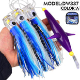 Saltwater Trolling Lure Rig Octopus Squid Skirt Lures with Spreader Bird & Weighted Lead Head Hook, PROBEROS 6inch, PROBEROS 9inch