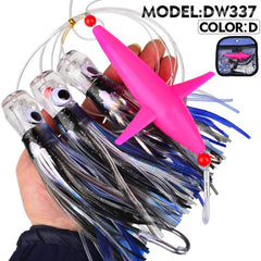 Saltwater Trolling Lure Rig Octopus Squid Skirt Lures with Spreader Bird & Weighted Lead Head Hook, PROBEROS 6inch, PROBEROS 9inch