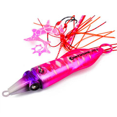 PROBEROS Luminous Squid Jigging Lures Vertical Saltwater Jigs with Silicone Skirt Laser Coating Metal Sinking Fishing Lures, 120G, 150G