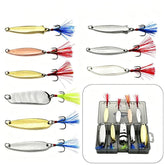 Fishing Spoon Lures Kit Metal Hard Baits Set with Treble & Single Hooks, Feathers, PROBEROS 9 In 1, PROBEROS 10 In 1, PROBEROS 16 In 1, PROBEROS 17 In 1, PROBEROS 19 In 1, PROBEROS 38 In 1 A, PROBEROS 38 In 1 B, PROBEROS 50 In 1