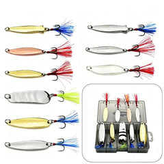 Fishing Spoon Lures Kit Metal Hard Baits Set with Treble & Single Hooks, Feathers, PROBEROS 9 In 1, PROBEROS 10 In 1, PROBEROS 16 In 1, PROBEROS 17 In 1, PROBEROS 19 In 1, PROBEROS 38 In 1 A, PROBEROS 38 In 1 B, PROBEROS 50 In 1