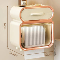 Waterproof Wall-Mounted Punch-Free Tissue Storage Rack For Bathroom & Washroom, Small White, Large White, Small White Gold, Large White Gold, Small Green, Large Green, Small Green Gold, Large Green Gold