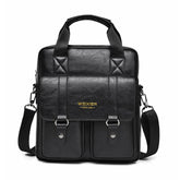 WEIXIER Mens Messenger Bag Vintage PU Leather Briefcase for Business & Travel Crossbody Handbag with Multi-Pockets