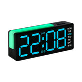 Digital Alarm Clock with RGB L-Shaped Night Light, Dual Alarms, Day/Date/Temperature Display, 3 Brightness Levels