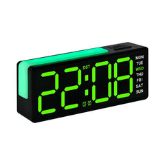 Digital Alarm Clock with RGB L-Shaped Night Light, Dual Alarms, Day/Date/Temperature Display, 3 Brightness Levels