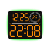 Large LED Digital Wall Clock With RGB Color Changing Ambient Light, Dual Alarm, Timer For Gym Office Home Decor