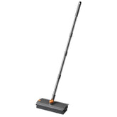Floor Scrub Brush with Long Handle 2-in-1 Dual-Sided V-Shaped Grout Brush with Squeegee, 360-degree Swivel Head and Built-in Hair Tweezers