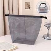 Waterproof EVA Mesh Toiletry Bag Portable Travel Storage Organizer For Bathroom Gym Swimming Makeup Wash Bag With Buckle Closure, Large Transparent Gray, Small Transparent Gray, Large Transparent White, Small Transparent White