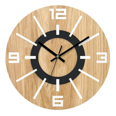Wooden Round Analog-Digital Wall Clock 3D Decorative Home Wall Clock, 30cm