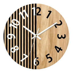 Wooden Round Analog-Digital Wall Clock 3D Decorative Home Wall Clock, 30cm