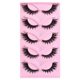 5pair /Set Pink Fox Full-Length Fox-Eye Cat-Eye False Eyelashes Voluminous Curled Realistic Fox-Style Lashes, F04, KZ04, XF01, F01, KY01, XF03, KZ02, KZ09, KY02, 609