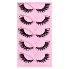 5pair /Set Pink Fox Full-Length Fox-Eye Cat-Eye False Eyelashes Voluminous Curled Realistic Fox-Style Lashes, F04, KZ04, XF01, F01, KY01, XF03, KZ02, KZ09, KY02, 609